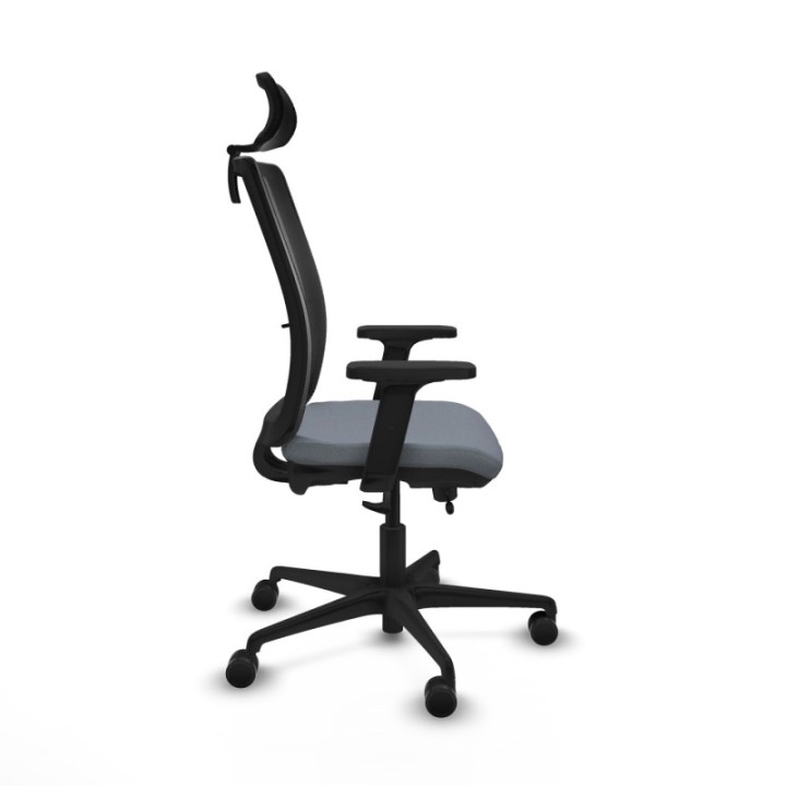 Haches traslack malla negra bali gris brazos 2D base nailon cabecero malla 2D ruedas 65mm nailon