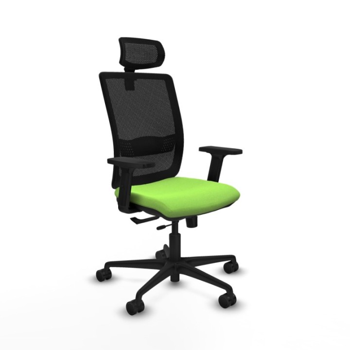 Haches traslack malla negra bali pistacho brazos 2D base nailon cabecero malla 2D ruedas 65mm nailon