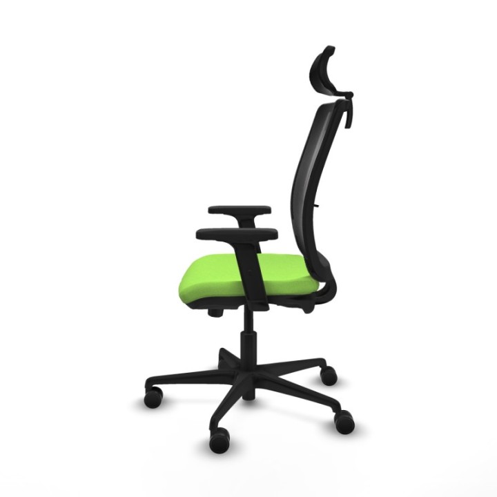 Haches traslack malla negra bali pistacho brazos 2D base nailon cabecero malla 2D ruedas 65mm nailon