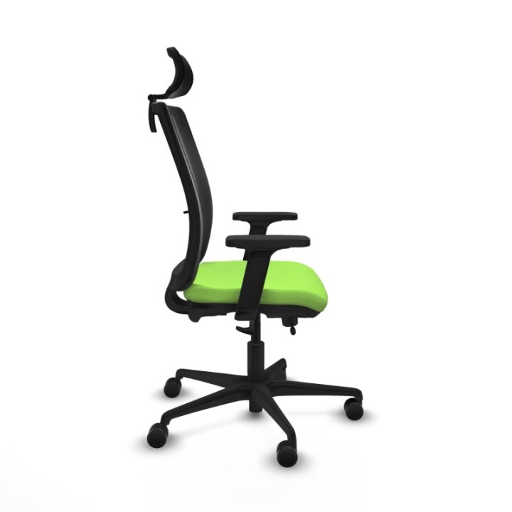 Haches traslack malla negra bali pistacho brazos 2D base nailon cabecero malla 2D ruedas 65mm nailon