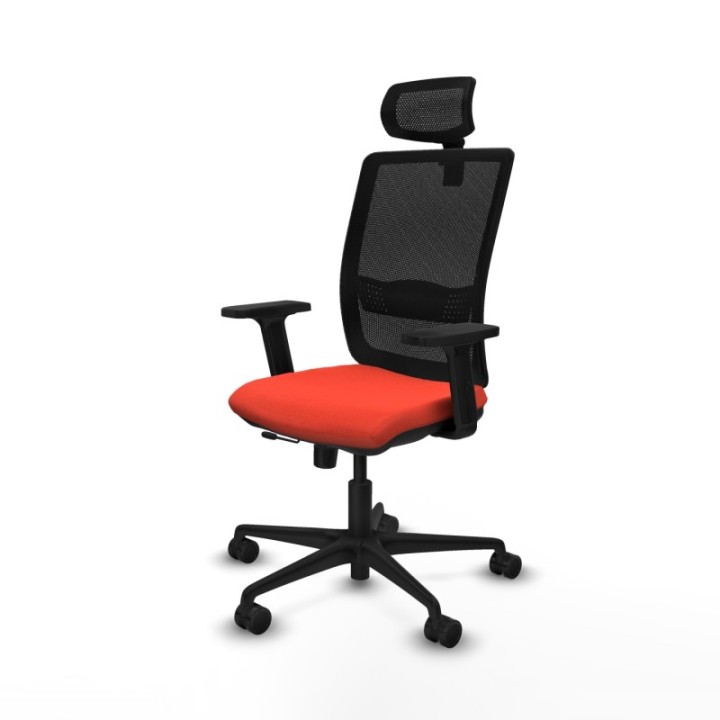 Haches traslack malla negra bali naranja oscuro brazos 2D base nailon cabecero malla 2D ruedas 65mm nailon