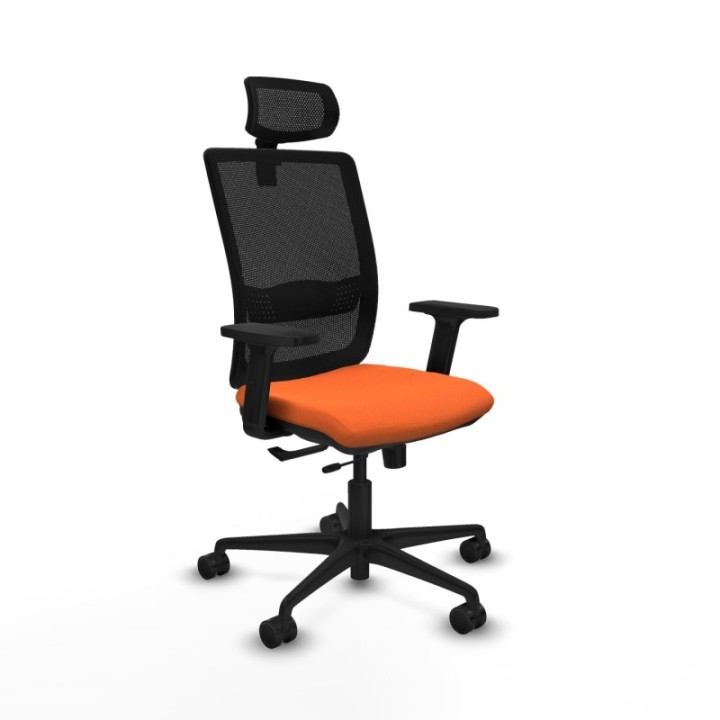 Haches traslack malla negra bali naranja brazos 2D base nailon cabecero malla 2D ruedas 65mm nailon