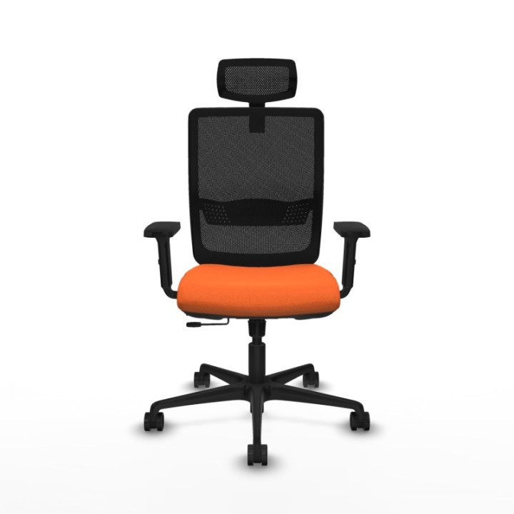 Haches traslack malla negra bali naranja brazos 2D base nailon cabecero malla 2D ruedas 65mm nailon