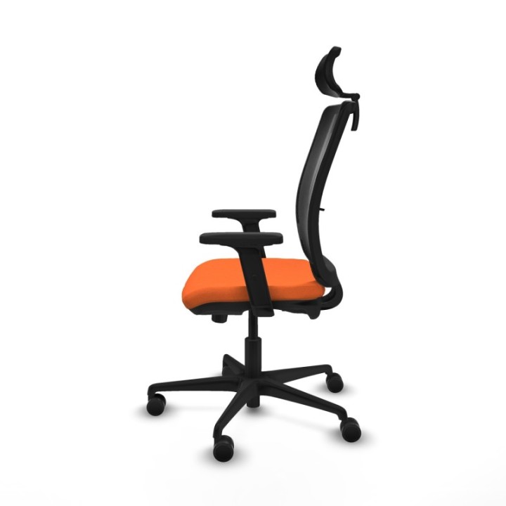 Haches traslack malla negra bali naranja brazos 2D base nailon cabecero malla 2D ruedas 65mm nailon