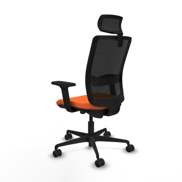 Haches traslack malla negra bali naranja brazos 2D base nailon cabecero malla 2D ruedas 65mm nailon