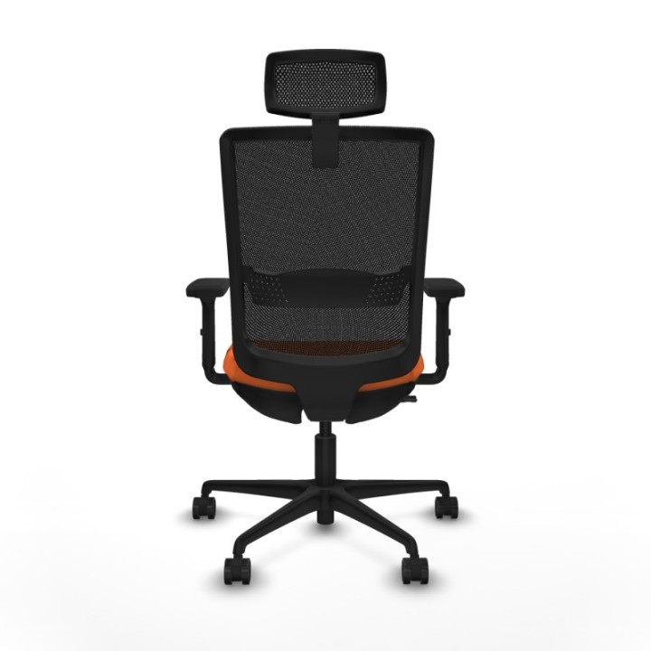 Haches traslack malla negra bali naranja brazos 2D base nailon cabecero malla 2D ruedas 65mm nailon