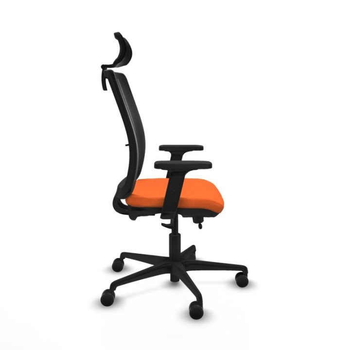 Haches traslack malla negra bali naranja brazos 2D base nailon cabecero malla 2D ruedas 65mm nailon