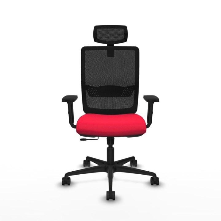 Haches traslack malla negra bali rojo brazos 2D base nailon cabecero malla 2D ruedas 65mm nailon