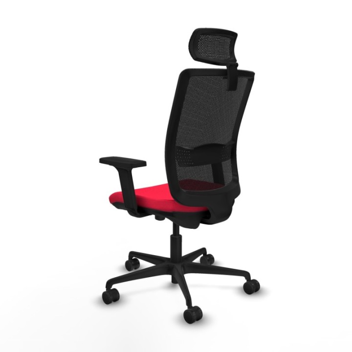 Haches traslack malla negra bali rojo brazos 2D base nailon cabecero malla 2D ruedas 65mm nailon