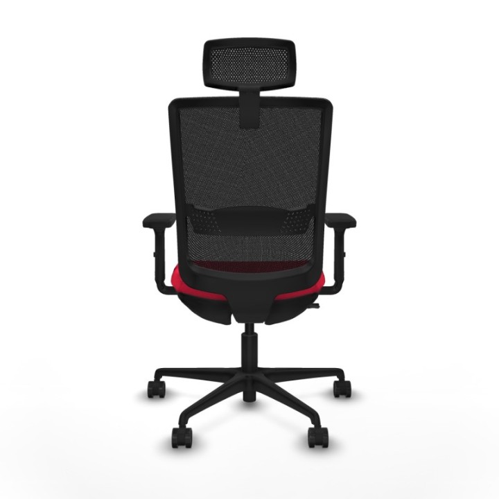 Haches traslack malla negra bali rojo brazos 2D base nailon cabecero malla 2D ruedas 65mm nailon