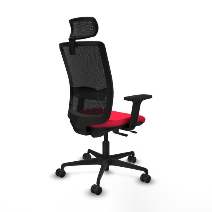 Haches traslack malla negra bali rojo brazos 2D base nailon cabecero malla 2D ruedas 65mm nailon