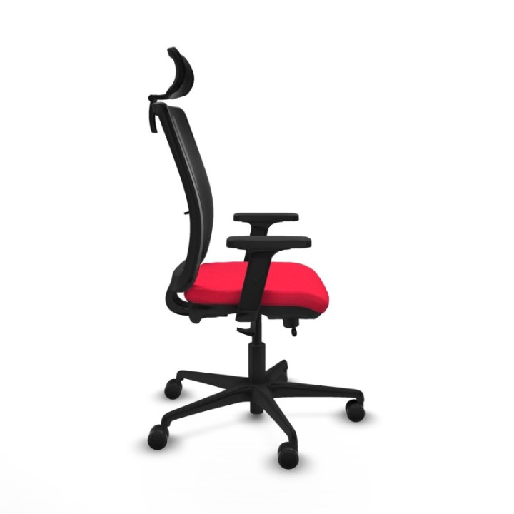 Haches traslack malla negra bali rojo brazos 2D base nailon cabecero malla 2D ruedas 65mm nailon