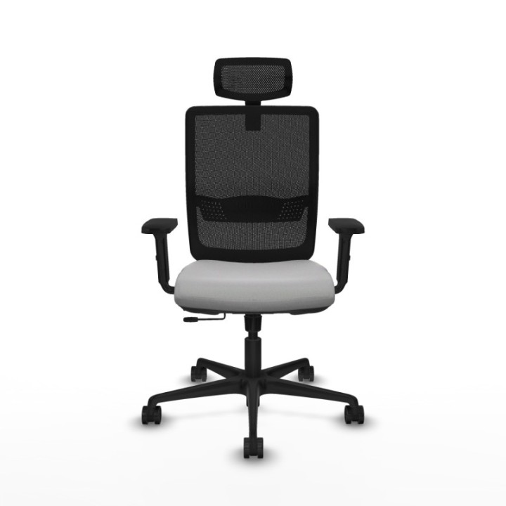 Haches traslack malla negra bali gris claro brazos 2D base nailon cabecero malla 2D ruedas 65mm nailon