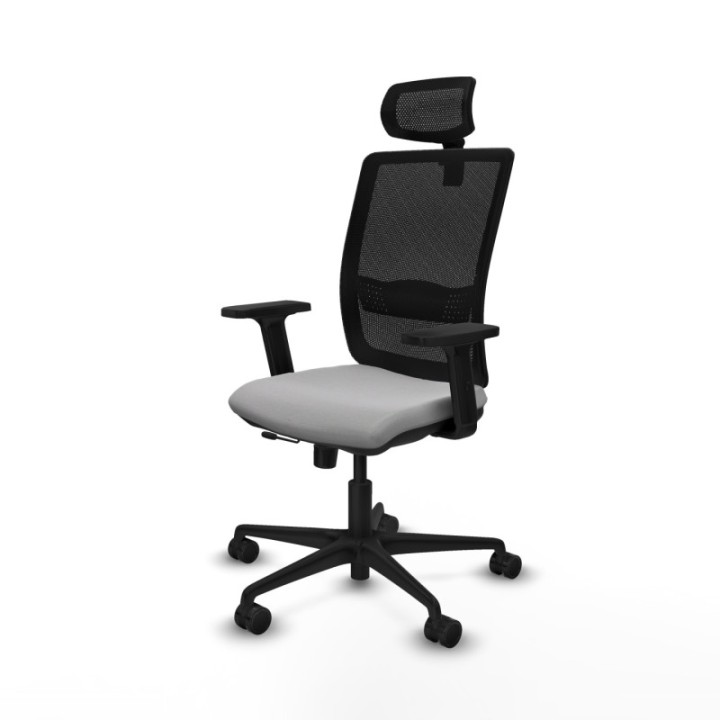 Haches traslack malla negra bali gris claro brazos 2D base nailon cabecero malla 2D ruedas 65mm nailon