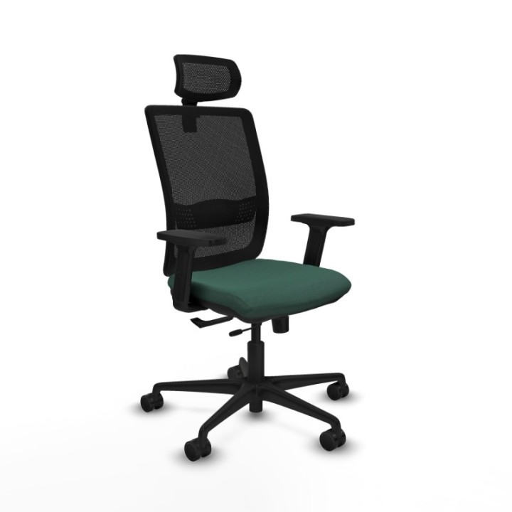 Haches traslack malla negra bali verde botella brazos 2D base nailon cabecero malla 2D ruedas 65mm nailon