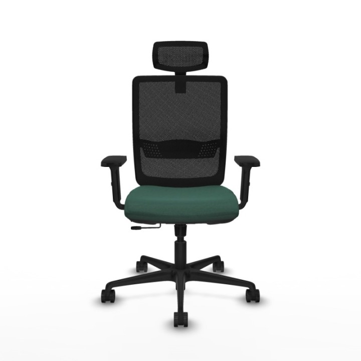 Haches traslack malla negra bali verde botella brazos 2D base nailon cabecero malla 2D ruedas 65mm nailon