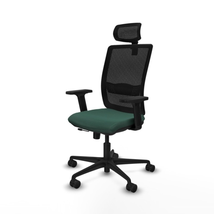 Haches traslack malla negra bali verde botella brazos 2D base nailon cabecero malla 2D ruedas 65mm nailon