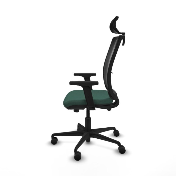 Haches traslack malla negra bali verde botella brazos 2D base nailon cabecero malla 2D ruedas 65mm nailon