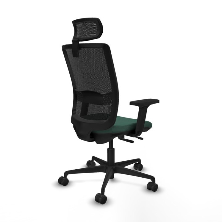 Haches traslack malla negra bali verde botella brazos 2D base nailon cabecero malla 2D ruedas 65mm nailon