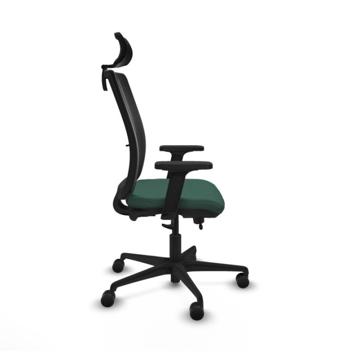 Haches traslack malla negra bali verde botella brazos 2D base nailon cabecero malla 2D ruedas 65mm nailon