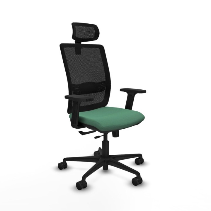 Haches traslack malla negra bali verde esmeralda brazos 2D base nailon cabecero malla 2D ruedas 65mm nailon