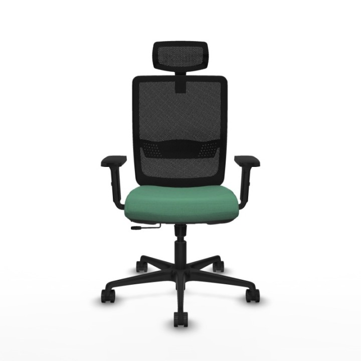 Haches traslack malla negra bali verde esmeralda brazos 2D base nailon cabecero malla 2D ruedas 65mm nailon