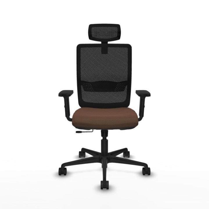 Haches traslack malla negra bali marrón oscuro brazos 2D base nailon cabecero malla 2D ruedas 65mm nailon