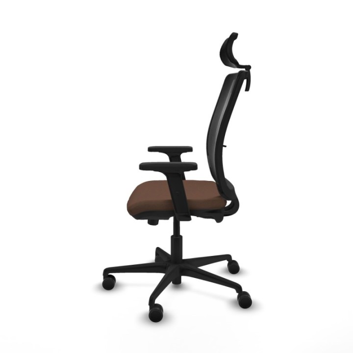 Haches traslack malla negra bali marrón oscuro brazos 2D base nailon cabecero malla 2D ruedas 65mm nailon