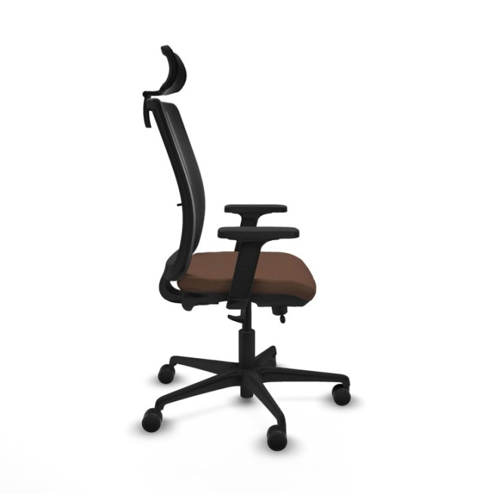 Haches traslack malla negra bali marrón oscuro brazos 2D base nailon cabecero malla 2D ruedas 65mm nailon