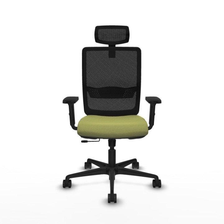 Haches traslack malla negra bali verde oliva brazos 2D base nailon cabecero malla 2D ruedas 65mm nailon