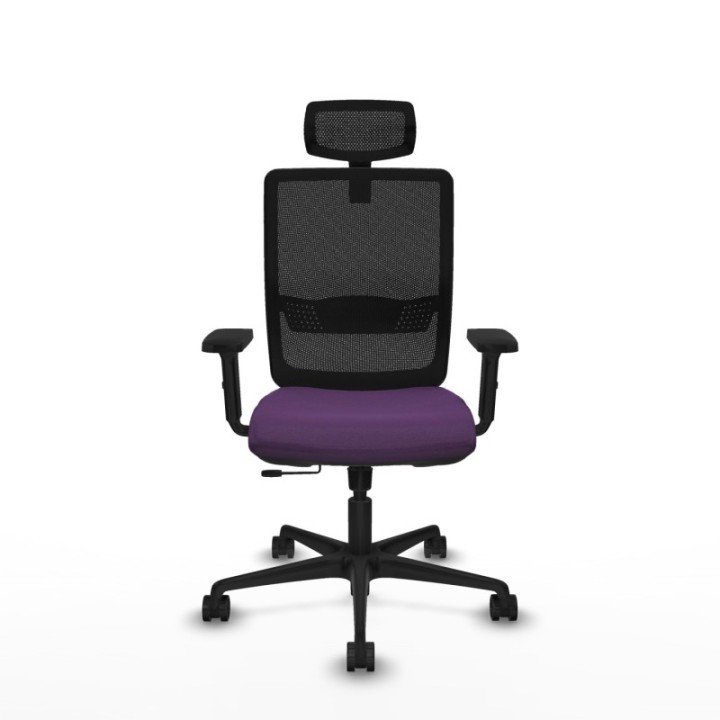 Haches traslack malla negra bali morado brazos 2D base nailon cabecero malla 2D ruedas 65mm nailon