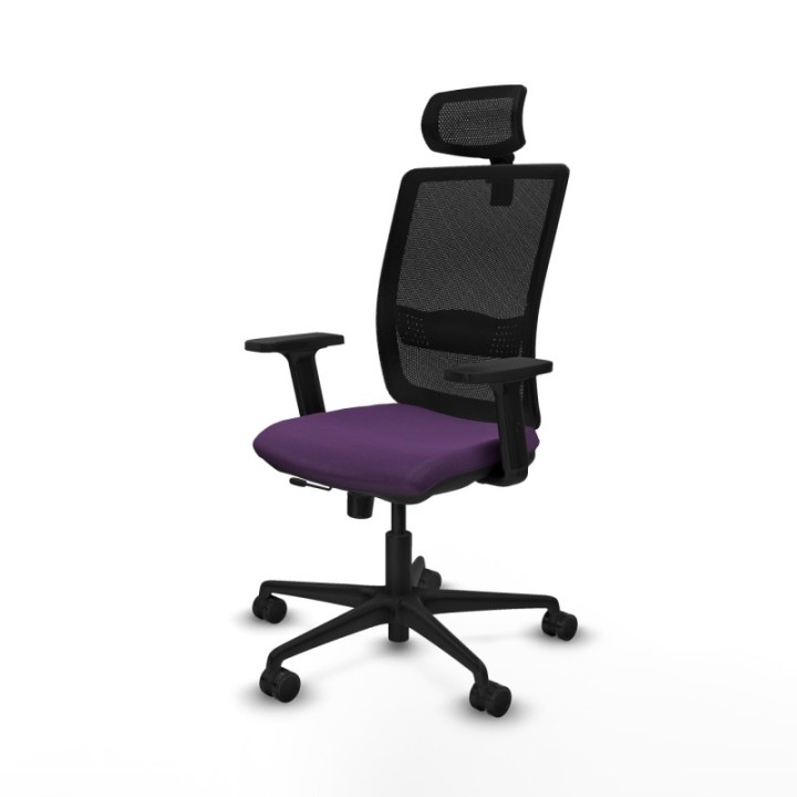 Haches traslack malla negra bali morado brazos 2D base nailon cabecero malla 2D ruedas 65mm nailon