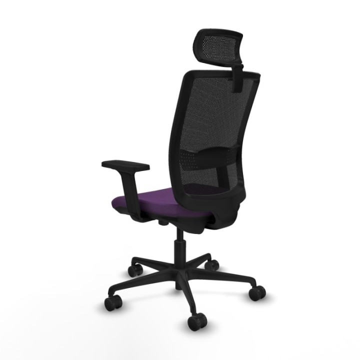 Haches traslack malla negra bali morado brazos 2D base nailon cabecero malla 2D ruedas 65mm nailon