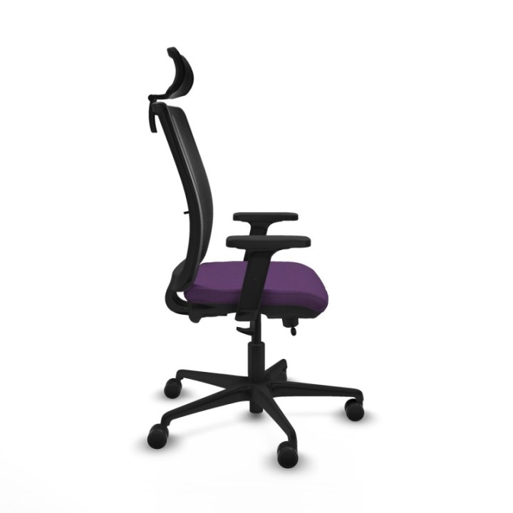 Haches traslack malla negra bali morado brazos 2D base nailon cabecero malla 2D ruedas 65mm nailon