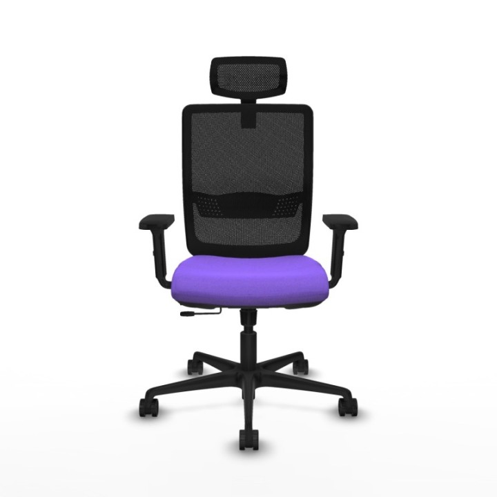 Haches traslack malla negra bali lila brazos 2D base nailon cabecero malla 2D ruedas 65mm nailon