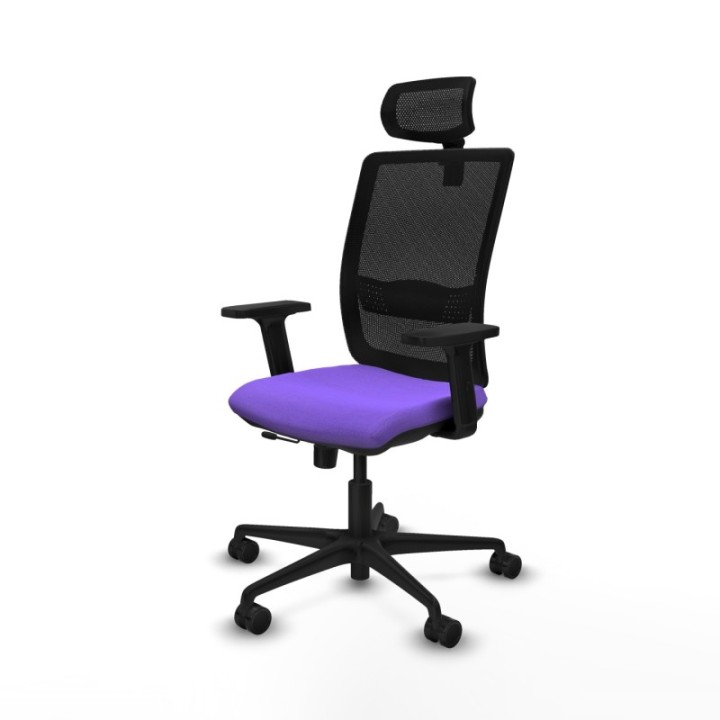 Haches traslack malla negra bali lila brazos 2D base nailon cabecero malla 2D ruedas 65mm nailon