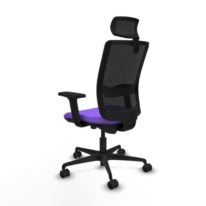 Haches traslack malla negra bali lila brazos 2D base nailon cabecero malla 2D ruedas 65mm nailon