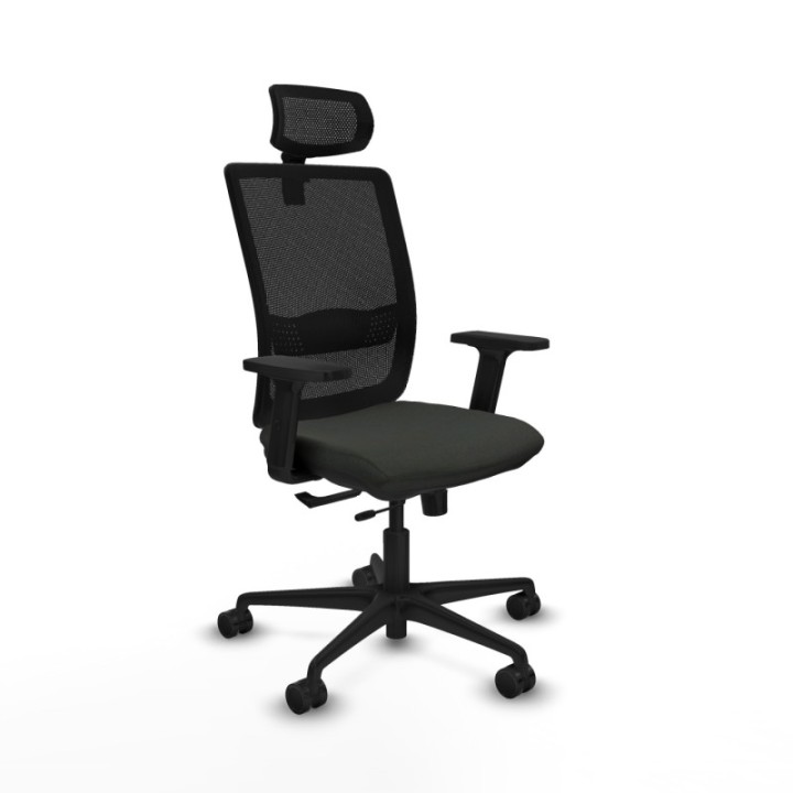 Haches traslack malla negra bali negro brazos 2D base nailon cabecero malla 2D ruedas 65mm nailon