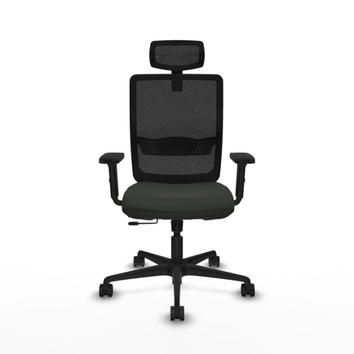 Haches traslack malla negra bali negro brazos 2D base nailon cabecero malla 2D ruedas 65mm nailon