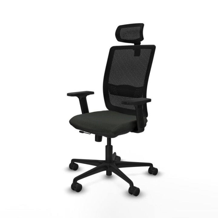 Haches traslack malla negra bali negro brazos 2D base nailon cabecero malla 2D ruedas 65mm nailon