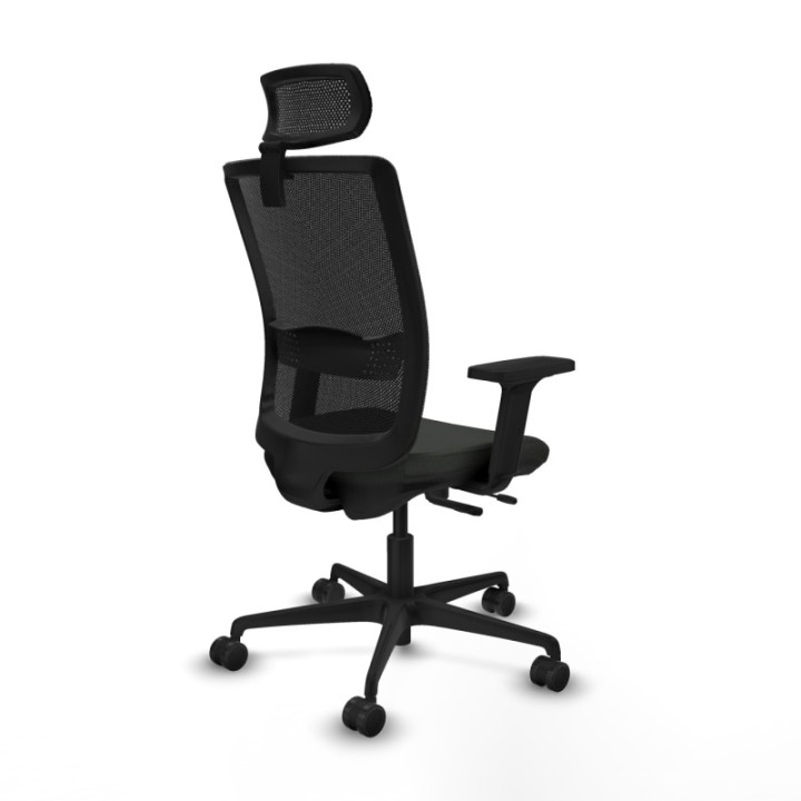 Haches traslack malla negra bali negro brazos 2D base nailon cabecero malla 2D ruedas 65mm nailon