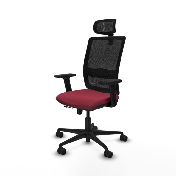 Haches traslack malla negra bali granate brazos 2D base nailon cabecero malla 2D ruedas 65mm nailon