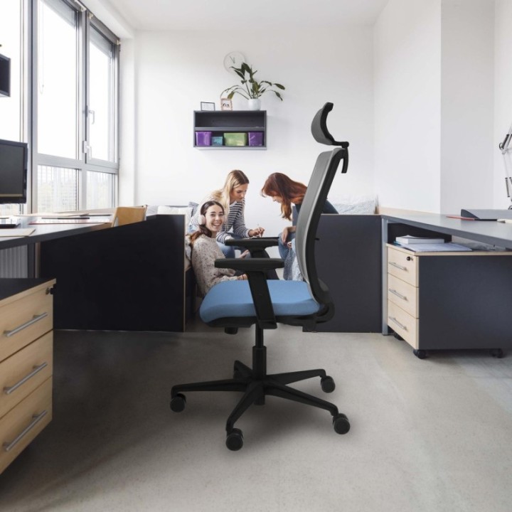 Haches traslack malla negra bali granate brazos 2D base nailon cabecero malla 2D ruedas 65mm nailon