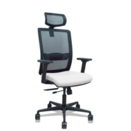 Silla Haches traslack malla negra asiento bali blanco brazos 2D ruedas 65mm cabecero regulable