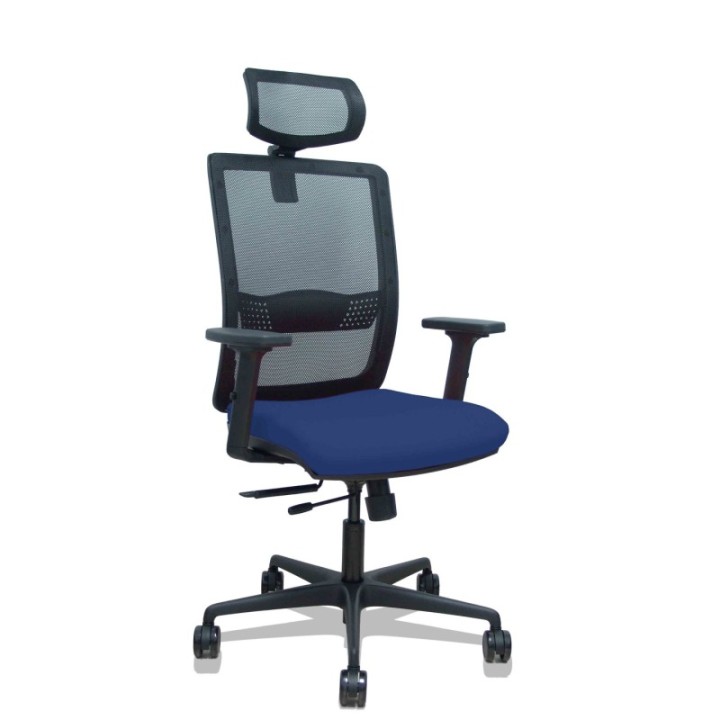 Silla Haches traslack malla negra asiento bali azul marino brazos 2D ruedas 65mm cabecero regulable