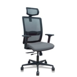 Silla Haches traslack malla negra asiento bali gris brazos 2D ruedas 65mm cabecero regulable