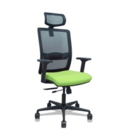 Silla Haches traslack malla negra asiento bali pistacho brazos 2D ruedas 65mm cabecero regulable