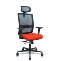 Silla Haches traslack malla negra asiento bali naranja oscuro brazos 2D ruedas 65mm cabecero regulable