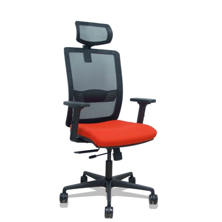 Silla Haches traslack malla negra asiento bali naranja oscuro brazos 2D ruedas 65mm cabecero regulable