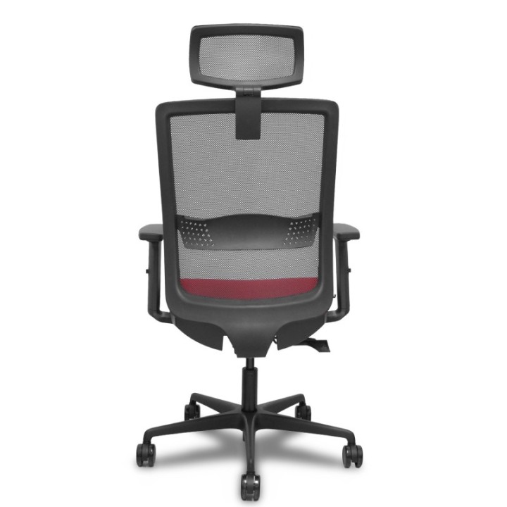 Silla Haches traslack malla negra asiento bali rojo brazos 2D ruedas 65mm cabecero regulable